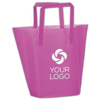 Printed Hot Pink Frosted High-Density Trapezoid Shoppers
