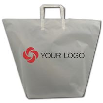 Printed Clear Frosted Trapezoid Shoppers, 22x17"+5 1/2" BG