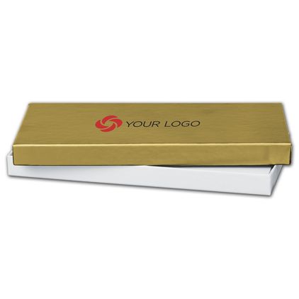 Printed Gold Gift Certificate Boxes, 6 5/8 x 3 1/4 x 5/8"