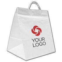 Printed White High-Density Poly Food Service Shoppers