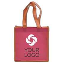 Printed Orange and Pink Non-Woven Shoppers, 10 x 5 x 10"