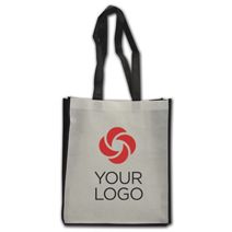 Printed Black and White Non-Woven Shoppers, 13 x 6 x 15"