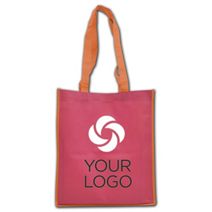 Printed Orange and Pink Non-Woven Shoppers, 13 x 6 x 15"