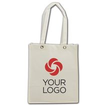 Printed White Non-Woven Food Service Bags, 12 x 10 x 14"