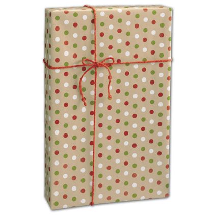 Dotty Kraft Christmas Gift Wrap, 24" x 100'