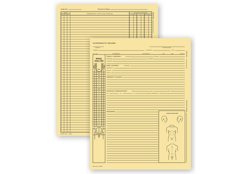 Product image for Chiropractic Exam Records, Spinal Diagram, Card File Fold - Item# C750