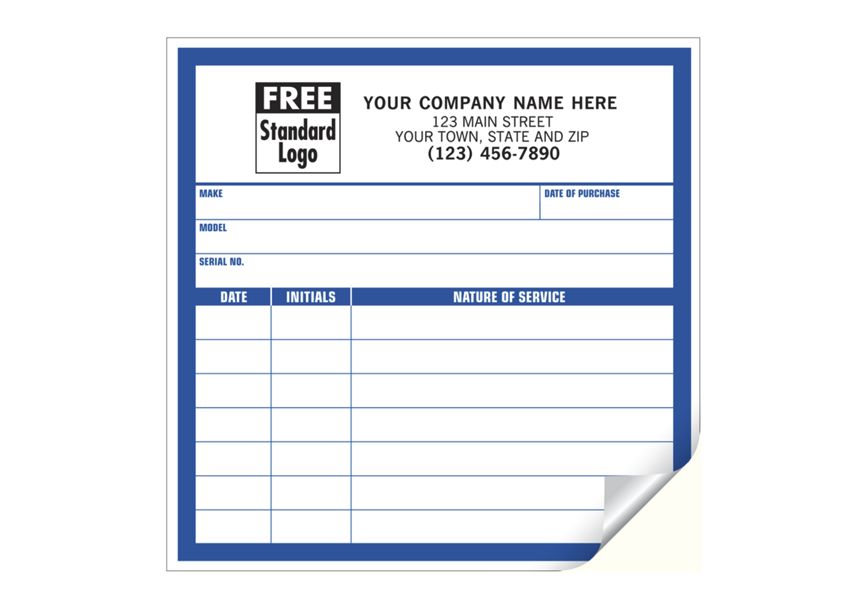 Product image for Large Service Record Labels, White with Blue Border - Item# CL12