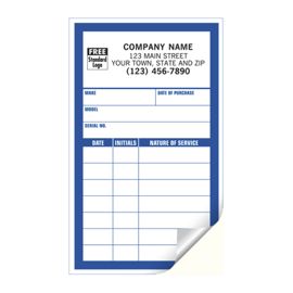 CL13-Small Service Record Label, Roll, Paper, White with BlueCL13