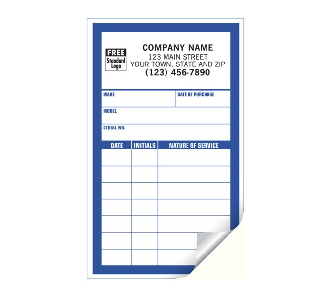 Business Labels - White with Blue Small Paper Service Record Label ...