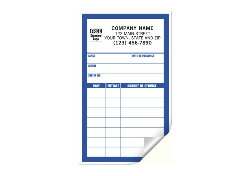 Product image for Small Service Record Label, Roll, Paper, White with Blue - Item# CL13