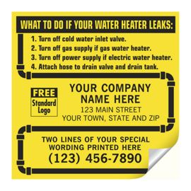 CL15-Water Heater Service Labels, with Pipe Border, VinylCL15
