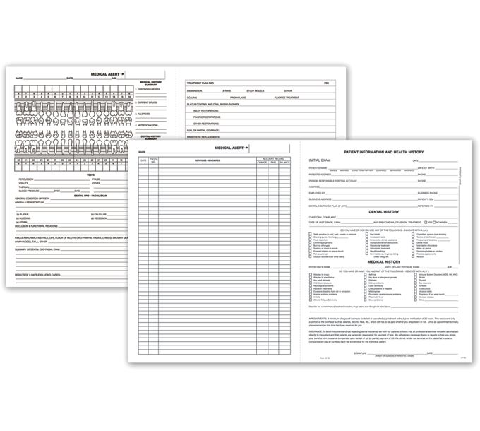 Business Forms FourPage Dental Exam Record With Treatment Plan