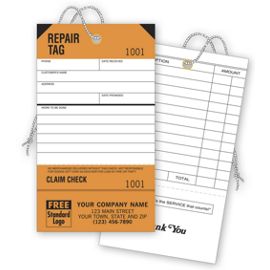 D304-Repair Tags, Service, Orange, Detachable Claim CheckD304