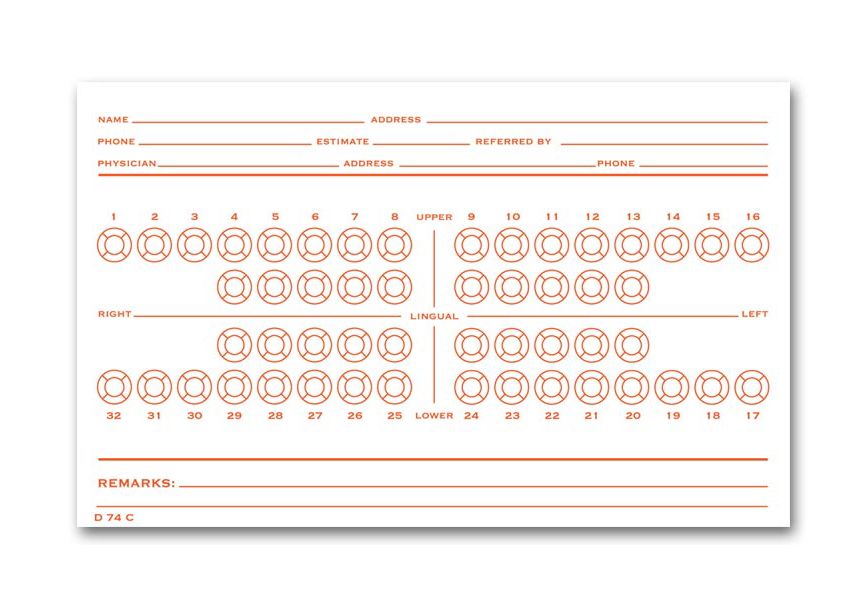 Product image for Dental Exam Card File Record, Numbered Teeth System C - Item# D74C