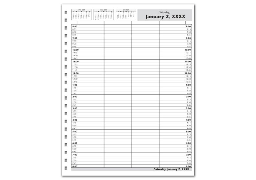 Product image for DayScan 4 Col Looseleaf Book - 15 Min, 8am-8pm - Item# DAY12