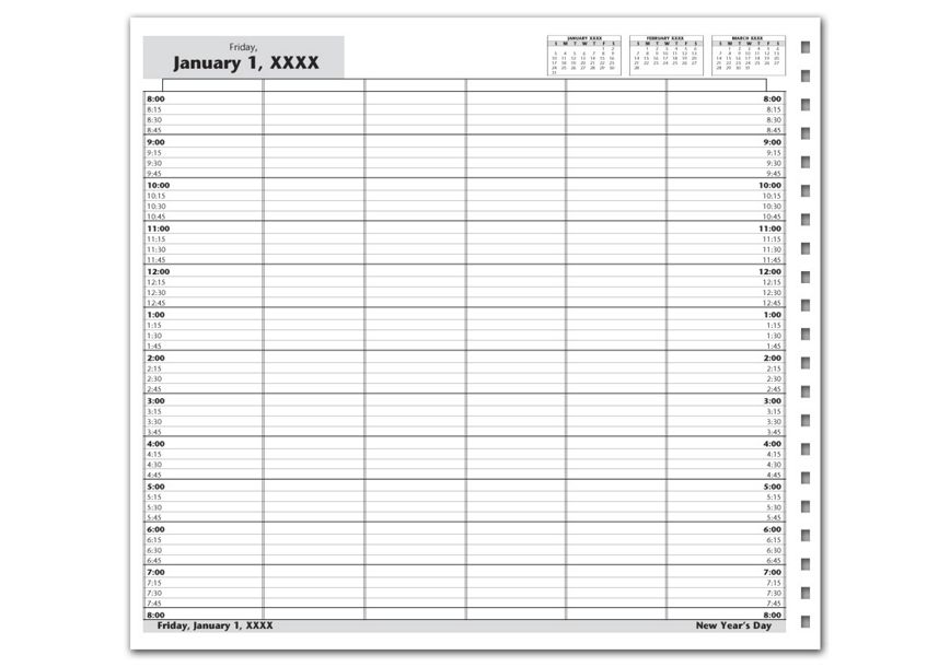 Product image for DayScan 6 Col Looseleaf Book - 15 Min, 8am-8pm - Item# DAY16