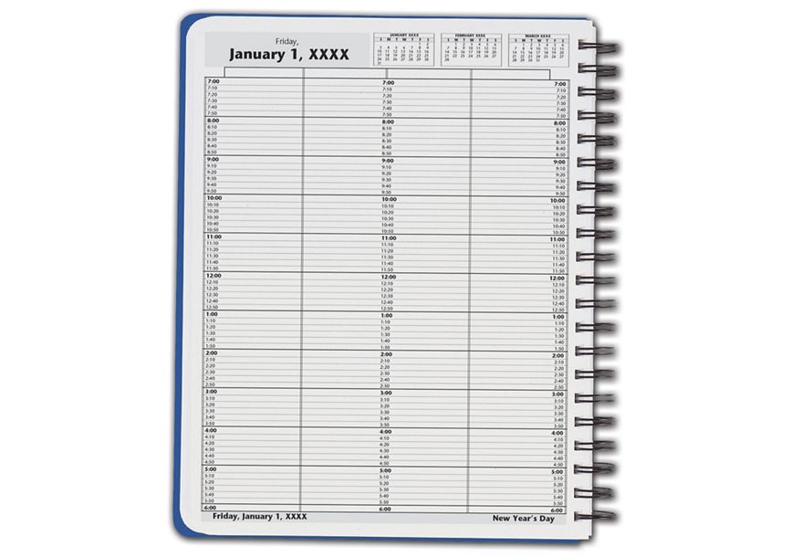 Product image for DayScan 4 Col Wirebound Book - 10 Min, 7am-6pm - Item# DAY1