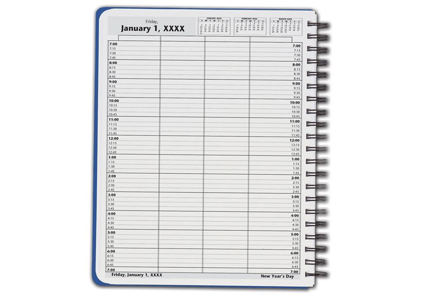 Product image for DayScan 4 Col Wirebound Book - 15 Min, 7am-7pm - Item# DAY2