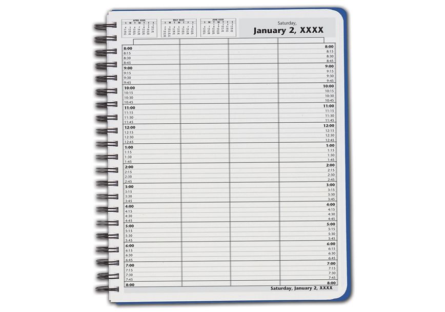 Product image for DayScan 4 Col Wirebound Book - 15 Min, 8am-8pm - Item# DAY4