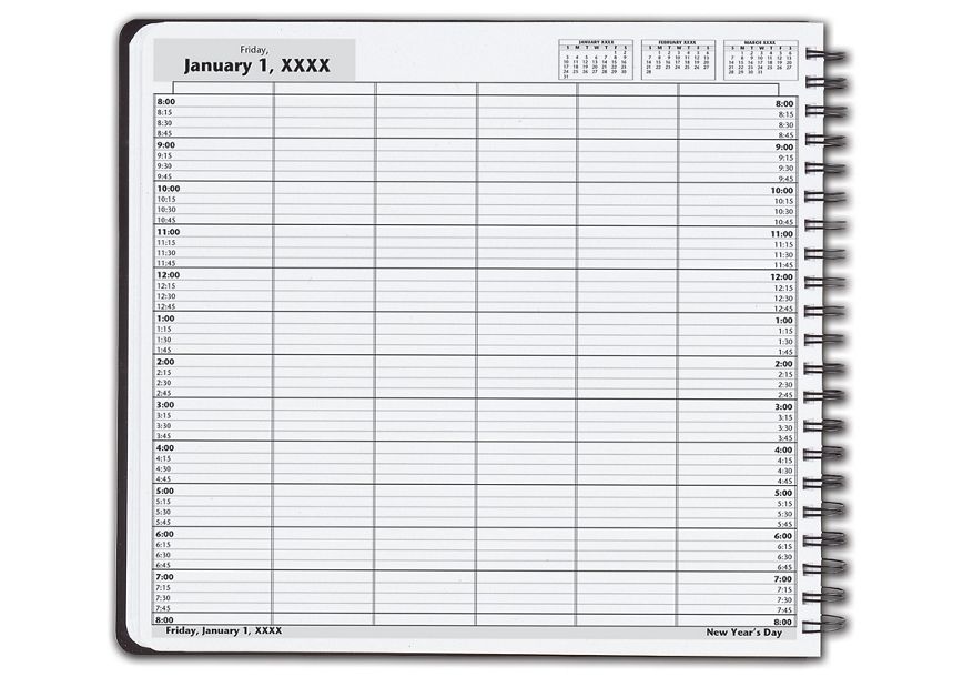 Product image for DayScan 6 Col Wirebound Book - 15 Min, 8am-8pm - Item# DAY8