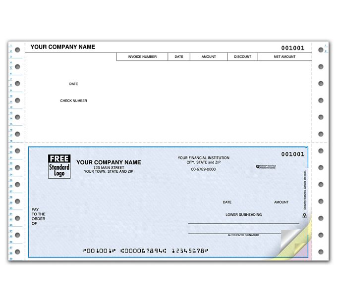 Business Checks - Custom Printed Continuous Bottom 6 1/2