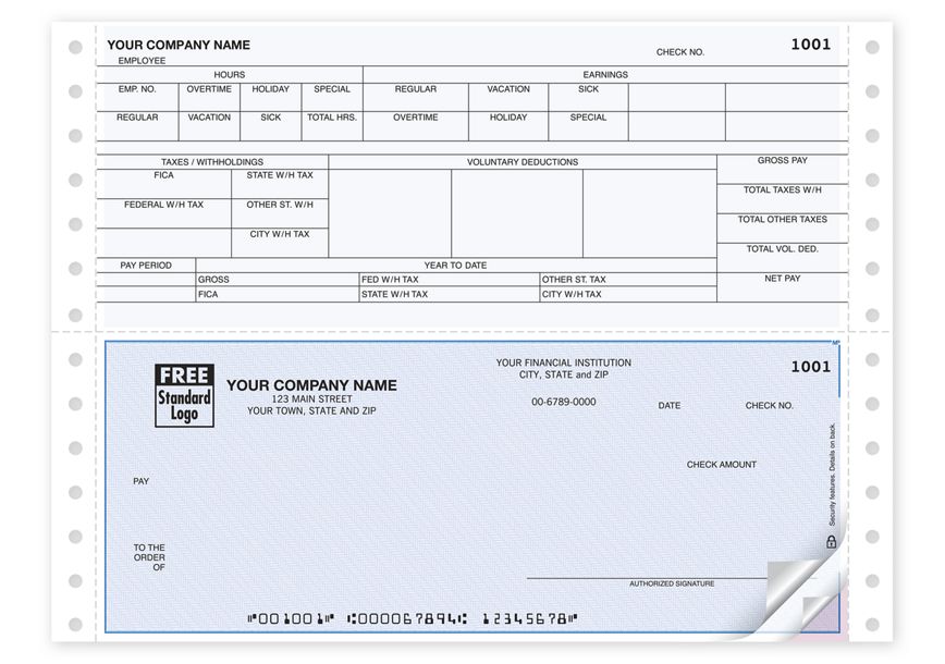 Product image for Continuous Bottom Payroll Check - Item# DCB315
