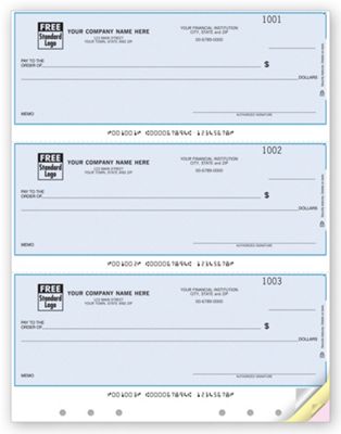 Business Checks - Custom Printed Lined & Hole-Punched 3-Up Laser ...