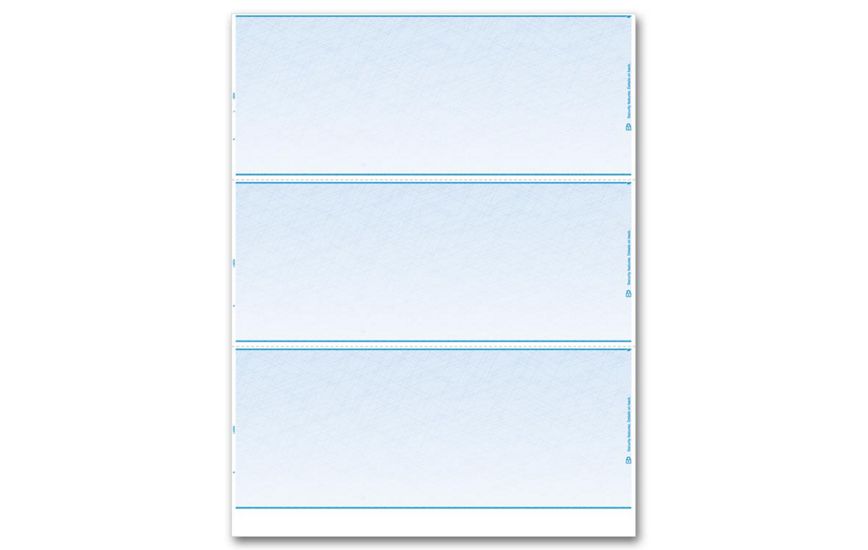 Product image for Laser 3-up Blank Check Stock - Item# DLA834