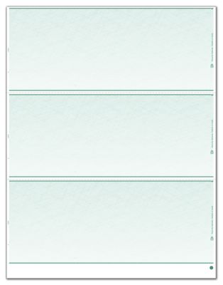 DL2V841 Laser 2-Up Blank Check Stock - Legal Size Blue Security Paper