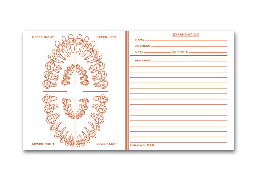 Product image for Dental Exam Record Slips, Unnumbered Teeth, 4 1/2" x 8" - Item# DS26