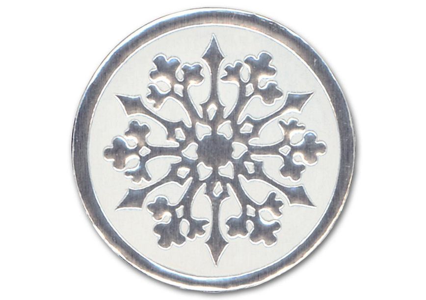 Product image for Round Silver Snowflake on White Christmas Envelope Seal - Item# H1126