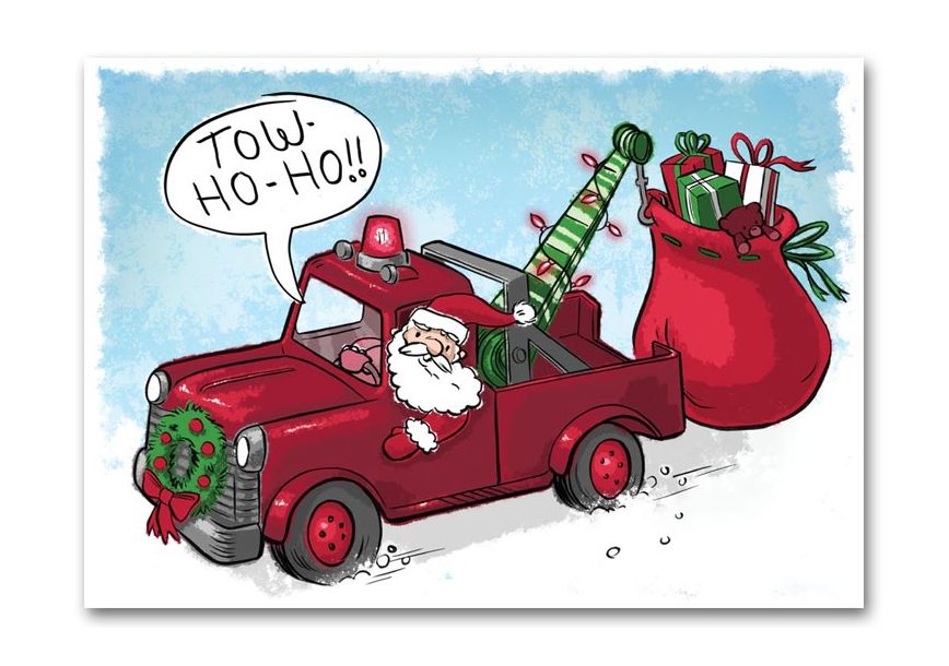 Product image for Tow-Ho-Ho Automotive Holiday Cards - Item# HML1512