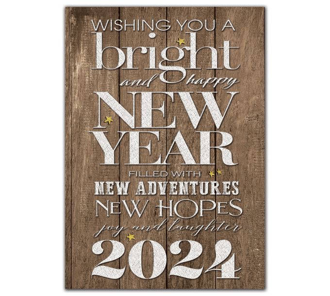 Rustic New Year Holiday Cards Deluxe