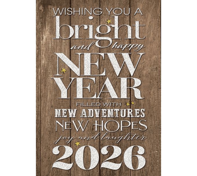 Rustic New Year Holiday Cards Deluxe