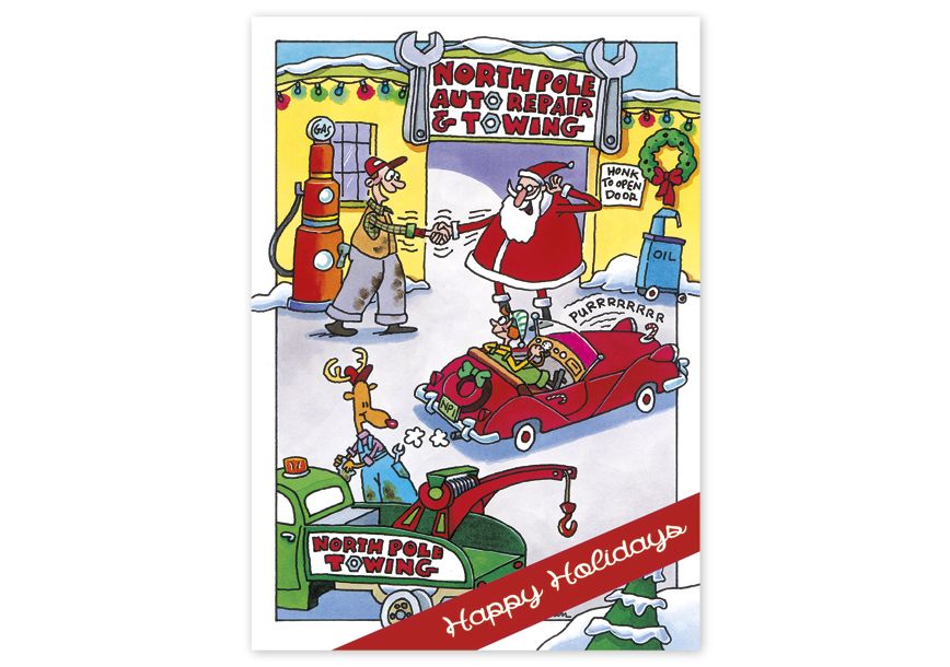 Product image for Northpole Repair Automotive Holiday Cards - Item# HP16329