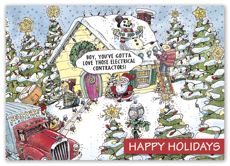 Electric Wishes Contractor Builder Holiday Cards Deluxe
