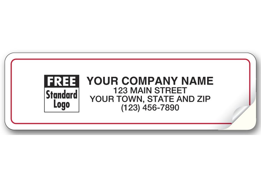 Product image for White Red Border Advertising Label 3 1/4 X 1 - Item# IL5W