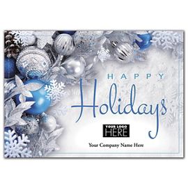 Corporate Holiday Silver Snowflakes Christmas Greeting Card for eMail -  Holiday eCard for Business