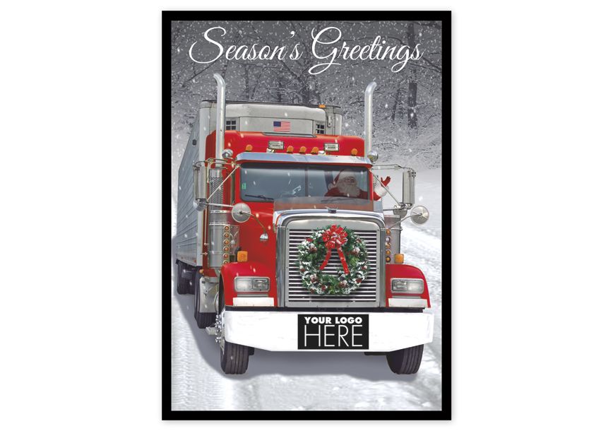 Product image for Big Rig Wreath Transportation Holiday Logo Cards - Item# MT16001