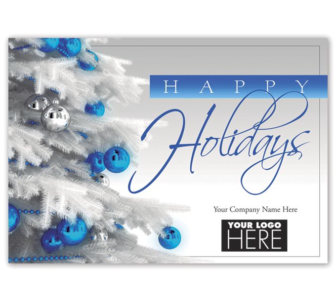 Shiny & Blue Christmas Logo Cards - Deluxe | Deluxe.com