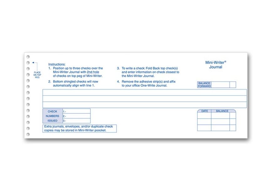 Product image for Mini-Writer Journals - use with 9 1/8" check - Item# MW400NJ