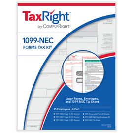 N6103E2-ComplyRight 1099-NEC 4 Part Kit w/Envelopes (25 Employees)N6103E2