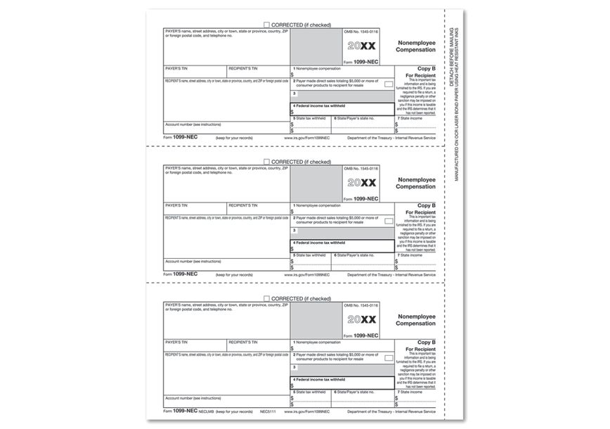 Product image for 1099-NEC Recipient Copy B Cut Sheet - Item# NE5111