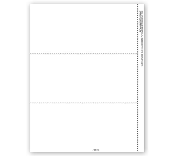 1099-NEC 3Up Blank Copy B Cut Sheet w/ Stub \ Deluxe.com