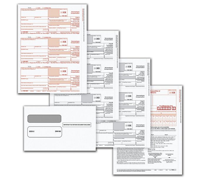 1099-NEC Laser Packaged Set 4-Part with Envelopes (50 Employees