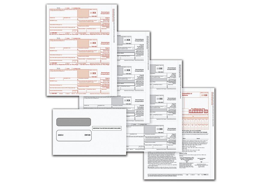 Product image for 1099-NEC Laser Set 4-Part with Envelope (50 Employees) - Item# NE6103E