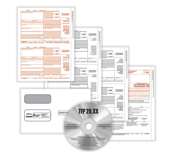 1099NEC 5 Parts Set w/ Envelopes & Software