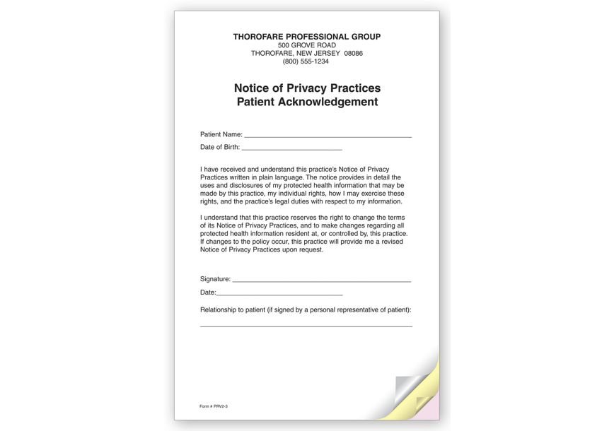Product image for 3-Part Notice of Privacy Practices HIPAA Acknowledgment - Item# PRV2