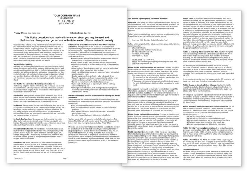 Product image for Notice of Privacy Practices HIPAA Form, Padded, Personalized - Item# PRV3