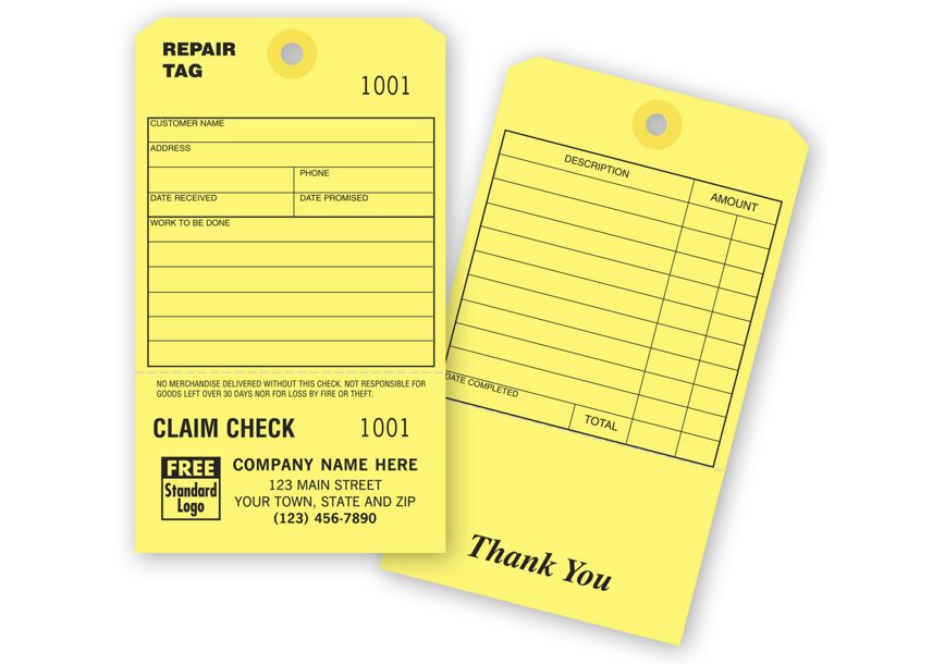 Product image for Claim Check Repair Tag - Item# R2535